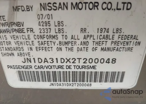 2002 Nissan Maxima Se из США, поврежденный, VIN JN1DA31DX2T200048